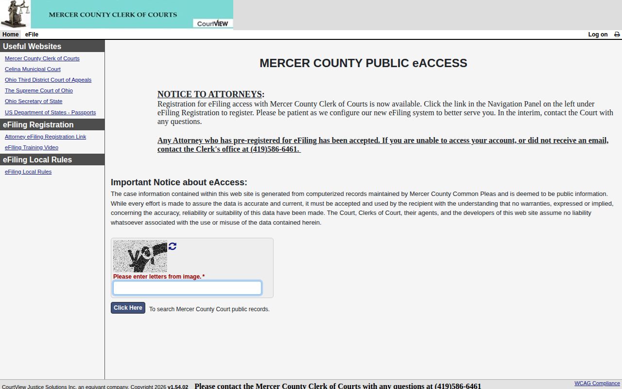 Mercer County court record public access interface for booking case follow-up